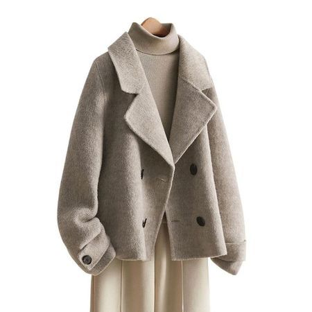 Women's Winter Warm Double-Breasted Loose Woolen Coat